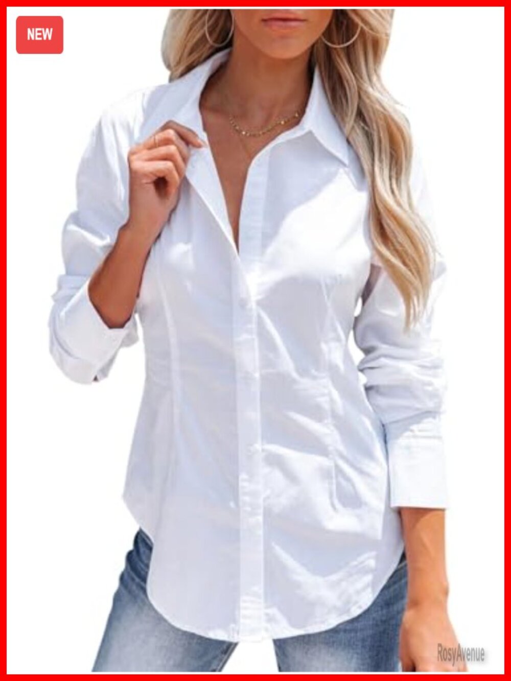 Womens Button Down Shirt Long Sleeve Wrinkle Free Collared Blouse